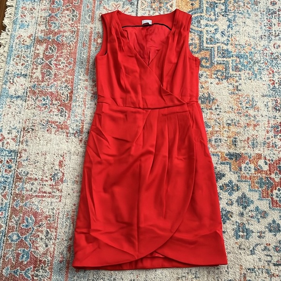 Faux Wrap Red Sleeveless Tank Dress Fully Lined Tag Size 4 Fits Like Size 2 - Picture 1 of 8